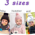 Toddler Baby Winter Hat Warm Fleece Lined Knit Kids Hat with Earflap Infant Newborn Pom Pom Beanie Knit Cap Girls Boys