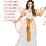 Spooktacular Creations Halloween Angel Costume for Girls, Golden White Angel Dress for Kids for Halloween Role Play Themed Party (Medium, 8-10 yrs)