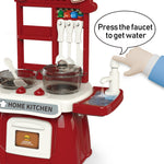 Kitchen Set for Toddler with Sound and Light，Pretend Cooking Food Set,Kids Kitchen Playset，Play Sink with Running Water and Electronic Induction Stove，Kitchen Accessories (red Kitchen Set)