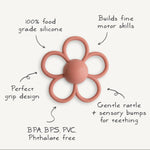 mushie Silicone Baby Daisy Rattle Teether Toy (Dusty Rose)