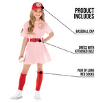 Morph Kids Baseball Costume Girls Peach Pink Baseball League Costume Outfit Halloween Costume For Girls 3-4 years