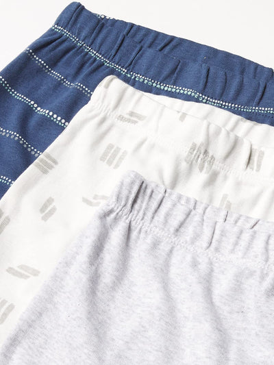 HonestBaby Baby 3-Pack Organic Cotton Footed Harem Pants, Dotted Stripe Navy Blue, 0-3 Months