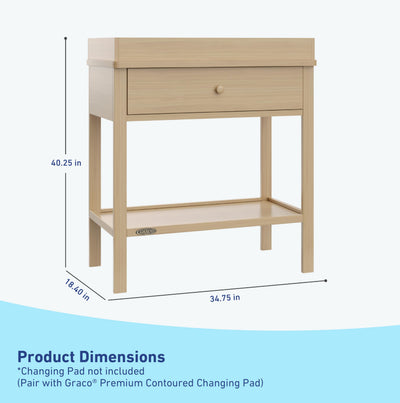 Graco Storage Baby Changing Table (Driftwood) - GREENGUARD Gold Certified, Changing Table with Drawer, Changing Table Topper, Perfect for Any Nursery Décor