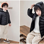 Achiyi Winter Coats Puffer Padded Jacket for Toddler Boys Girls Kids Light Outwear Cute Bear Ears with Hoods Clothing Black 80, 6-12 Months