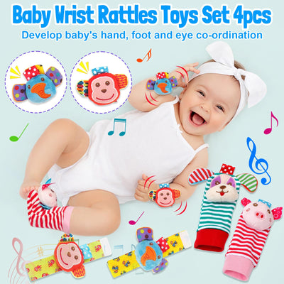 Baby Rattles Toys for 0-6 Months - 18 PCS Infant Toys 0-3 Month Old Baby Boy Girl Gifts Set with Teething and Wrist Socks Rattle Infant Newborn Sensory Toy