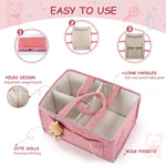 Teenyyou 2 Pcs Large Baby Diaper Caddy Organizers Christmas Gift Bags Nursery Diaper Storage Bin with Handle Doll Ornament for Holiday Favor Changing Table Car New Mom(Pink)