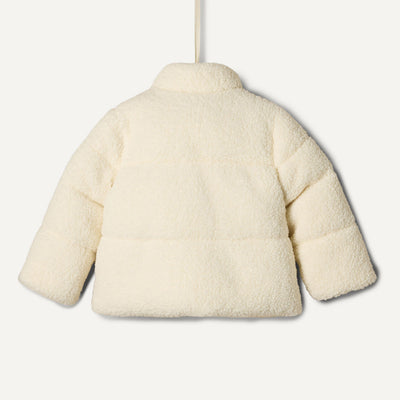 Amazon Essentials x Sofia Grainge Unisex Babies' Teddy Puffer Jacket, Winter Coat, Fleece Lined, Ivory, 18 Months