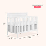 Dream On Me Avery 5-in-1 Convertible Full-Size Baby Crib in White, Converts to Toddler Bed, Daybed & Full-Size Bed, 3 Adjustable Mattress Heights, Greenguard Gold & BSA Certified