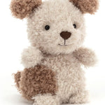 Plush teddy bear with brown and beige fur on a white background