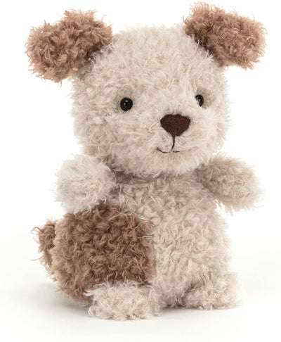 Plush teddy bear with brown and beige fur on a white background