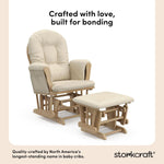 Storkcraft Premium Hoop Glider & Ottoman (Natural/Beige) — GREENGUARD Gold Certified Nursery Glider, Solid Wood Craftsmanship, Smooth-Gliding Nursery Chair and Ottoman, Award-Winning