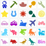 24PCS Stencils for Kids, 8 inches Large Stencils for Painting Crafts Reusable Stencil Washable Drawing Primary Shape Stencil Template for Paper Fabric Wall