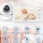 HelloBaby Baby Monitor with 6" World First IPS Screen 30-Hrs Battery, Remote Pan/Tilt/Zoom Camera, No WiFi Video Baby Monitor Camera and Audio, ECO, VOX, 2-Way Talk, Night Vision, 1000ft, Portable