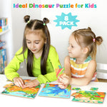 Zeoddler Wooden Puzzles for Toddlers, 8 Pack Dinosaur Jigsaw Puzzles for Kids3-5, 9 Pieces Preschool Learning Activities, Learning & Educational Puzzles, Gift for Boys, Girls