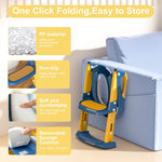 GLAF Potty Training Toilet Seat for Toddler Potty Chair with Step Stools Ladder for Boys Girls 2 in 1 Adjustable Kids Potty Seat with Anti-Slip Pads Comfortable Cushion (Blue)