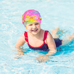 AuSletie Kids Swim Caps for Girls, Silicone Waterproof Swimming Cap for Kids, Durable Comfortable Swimming Caps for Girls