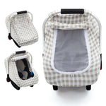 Muslin Car Seat Cover Baby, Breathable Infant Car Seat Cover with 2-Layers Window, Lightweight Car Seat Sun Shade Cover for Summer, Universal Carseat Canopy for Newborn Shower Gift (Pink)