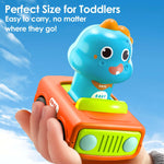 iPlay, iLearn Press Go Car Toys for Toddlers 1-3, Baby Animal Race Cars, Infant Play Car Set, Push Go Friction Dino Car for 6-9-12-18 Month, 1st Birthday Gift Easter Stuffer for 1-2 Years Old Boy Kid