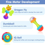 iPlay, iLearn 10pcs Baby Rattles Toys Set, Infant Grab Shake Rattle, Easy Hold Sensory Teether, Babies Development Learning Music Toy, Newborn Shower Birthday Gift 1 2 3 4 5 6 7 9 10 12 Month Boy Girl