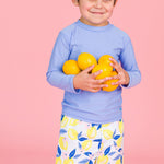 RUGGEDBUTTS Boys UPF50+ Sun Protection Fruits & Florals Swim Trunks - Lemon Capri, 12-18m