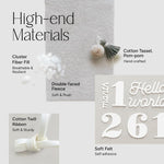 Unique Baby Monthly Milestone Photo Props - Balloon Shaped Fleece Signs with Tassels Pom-Pom | Pastel Nursery Decor & Birth Announcement | Newborn Keepsake Gift Set (Sand Beige)