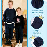 EIVAMIA Toddler Boy Pants Joggers Sweatpants for Baby Boys Soft Casual Cargo Pants with Drawstring Size 6-7Years Black