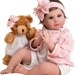 Aori Realistic Reborn Baby Dolls - 22 Inch Lifelike Baby Girl with Feeding Bottle & Pacifier, Weighted Cloth Body for True-to-Life Feel, Gift for Kids Ages 3+