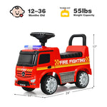Costzon Ride On Push Car for Toddlers, Licensed Mercedes Benz Sliding Car w/Steering Wheel, Horn, Headlights, Under Seat Storage, Foot-to-Floor Riding Toy for Boys Girls 18-36 Months (Fire Truck, Red)