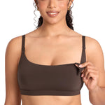 MOMANDA Cotton Nursing Bras for Breastfeeding Wireless Nursing Sleep Bralettes Ultra Soft Clay Brown Medium