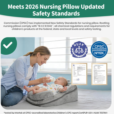 XFaa Rootling Baby Feeding Pillow, Anti Overflow Feeding Pillow for Reducing Spit-Up, Safety Nursing Pillow, Baby Lounger Reflux Wedge Breastfeeding, Removable top and Bottom