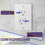 ENERLITES Child Proof Outlet Cover, Self-Closing, Fits Both Duplex and Decorator Outlet, Safety Design, Tamper-Resistant Socket Plug for Receptacle, Size 4.68" x 2.93", 8800-TR, White 6 Pack