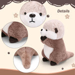 Riuhot Cute Otter Plush Soft Plushie Toy Stuffed Animal Birthday Gift for Kids Children Girls Boys 9.8 Inch Sea Otter Stuffed Animals