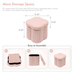 B FSOBEIIALEO Storage Ottoman Cube, Flowers Shaped Ottomans with Storage Foot Stool Footrest for Lving Room, Boucle Ottoman Seat for Dorm Room,Faux Teddy Fur, Pink 12.6"x12.6"x12.6"