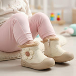 Vecull Baby Girl Boots Soft Warm Winter Walking Shoes with Anti Slip Sole Lightweight Cute Infant Toddler Snow Boots