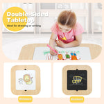 Costzon Kids Table and Chair Set, 3-in-1 Wooden Activity Table with Removable Tabletop, Blackboard & Whiteboard, Storage Space for Arts Crafts Nursery Preschool, Toddler Table and Chairs (Natural)