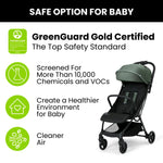 Jeep Altitude Compact Travel Stroller by Delta Children Greenguard Gold, Easy One Hand Fold, Lightweight, Extendable Canopy with Peek-a-Boo Window, Reclining Seat, 4 Wheel Suspension, Olive Green
