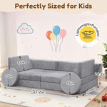 BIERUM Kids Couch, 12PCS Modular Kids Play Couch with Blanket, Kids Sofa for Playroom & Indoor, Convertible Toddler Couch for Girls and Boys