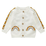 Curipeer Toddler Baby Knit Cardigan Sweater Soft Patterned Pompoms Outwear Coat 3T