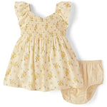 The Children's Place,Baby-Girls,and Newborn Casual Short Sleeve Dress with Diaper CoverYellow Floral,6 Months,9 Months