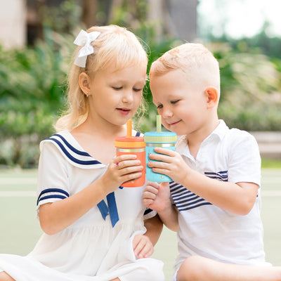 Tronco Stainless Steel Sippy Toddler Cups, 10 oz Mason Jar Kids Smoothie Cups with Silicone Sleeves & Spill Resistant Flexible Straw, BPA-Free, Dishwasher Safe, Snack Cup for Toddlers