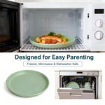 Qyeejong Classic Toddler Plates with Suction 2 Pcs, BPA Free Silicone Baby Suction Plates, Stick Dinner Dishes for Baby Toddler Kids, Dishwasher Safe, Stackable