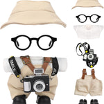 17cm Doll Clothes – 6-Piece Set, Hat + Overalls + Shirt + Camera + Glasses + Shoes, Cute and Premium Dolls Outfit Accessories (Black)