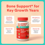 SmartyPants Kids Bone Support 4-in-1 Gummies with Calcium, Vitamin D3, K2 & Phosphorus for Growing Bones, Strawberry Mango, 60 Count (30 Day Supply)