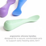 Ubbi Silicone Baby Training Spoons, 3-Pack Soft-Tip Self-Feeding Utensils for Baby-Led Weaning, Easy-Grip Toddler Spoons, BPA-Free, Dishwasher Safe