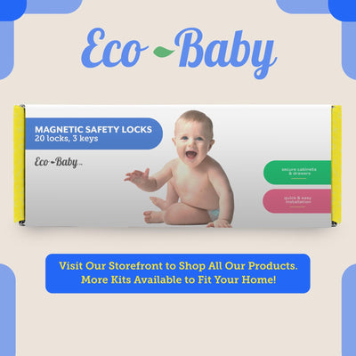 Eco Baby Magnetic Cabinet Locks for Babies - Magnetic Baby Proofing Cabinet Locks, Child Locks for Cabinets Drawers Doors for Back to School - Easy Installation No Tools Required (12 Pack and 2 Keys)