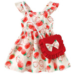 18-24 Months Girl Clothes Baby Girls Dress Infant Summer Outfits Toddler Casual Ruffle Sleeve Strawberry Red Sundress with Cute Red Bag