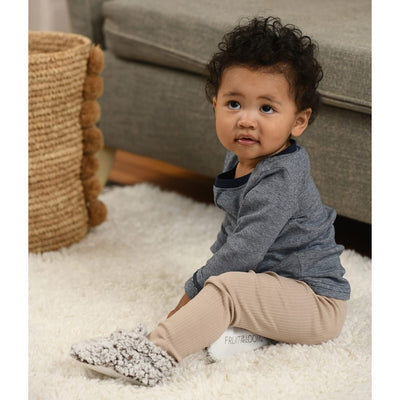 Fruit of the Loom Cozy Thermal Wrap Booties with Non-Slip Grips for Baby & Toddler Girls, Boys, Unisex - Chocolate(12-18 Months)