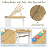 Art Kids Table and Chair Set with Storage - Child Table and Chair Set w/ Easel, Open Shelves, Paint Cups, Paper Roll, Toddler Play Table w/ Bench & 2 Chairs, Art Desk for Kids Draw, Craft (Natural)
