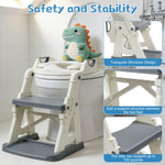CALCHELE Potty Training Seat, Upgrade Toddler Toilet Seat with Steps Stool Ladder, 2 in 1 Potty Training Seat with Step Stool for Kids Boys Girls Gray