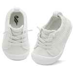 JIASUQI Infant First Walkers Shoes for Baby Sneaker Barefoot Shoes for Toddler Boys Girls White 12-18 Months
